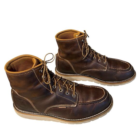 Carhartt Waterproof Moc Toe Wedge Work Boots Brown Leather EH Men's 10.5 - Picture 5 of 10